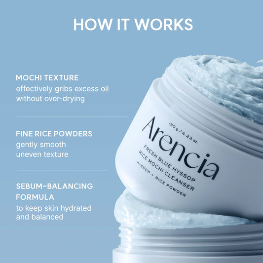 Arencia Blue Hyssop Rice Mochi Cleanser